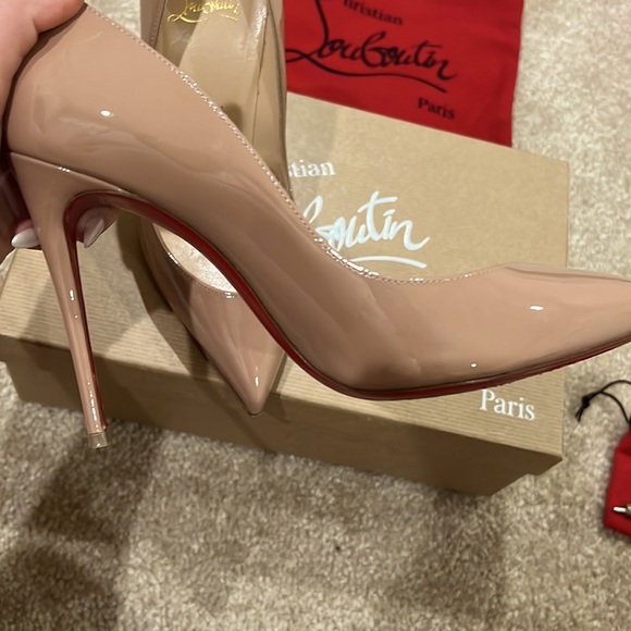 Christian Louboutin, Pigalle 100, Nude, shiny leather - Picture 11 of 17